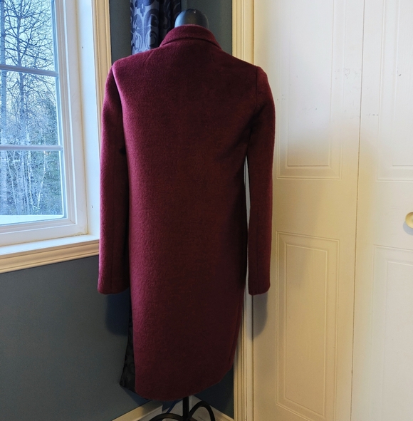 Babaton Burgundy Wool Coat - Picture 3 of 11